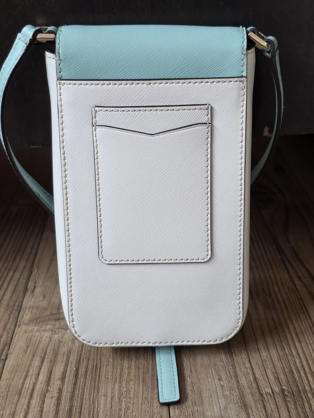 Kate Spade New York Cameron phone crossbody in a light blue and white colorblock